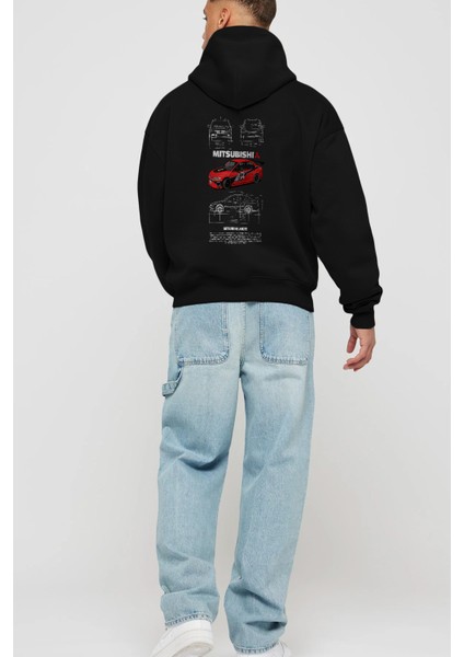 Mıtsubıshı Lancer Arka Baskılı Hoodie Oversize Kapüşonlu Sweatshirt Erkek Kadın Unisex fırsatları