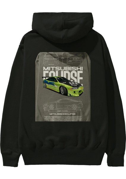 Mitsubishi Eclipse Arka Baskılı Hoodie Oversize Kapüşonlu Sweatshirt Erkek Kadın Unisex fiyatları