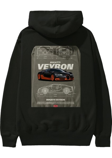 Bugatti Veyron Arka Baskılı Hoodie Oversize Kapüşonlu Sweatshirt Erkek Kadın Unisex fiyatları