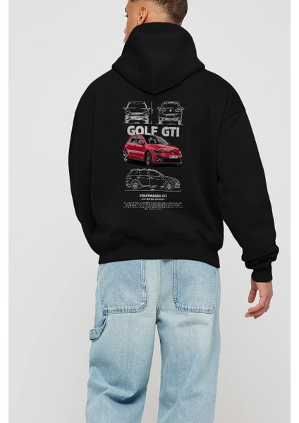 Volkswagen Golf Gtı Arka Baskılı Hoodie Oversize Kapüşonlu Sweatshirt Erkek Kadın Unisex modelleri