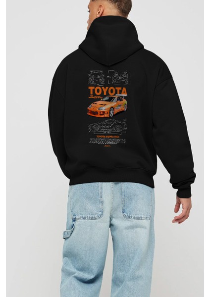 Toyota Supra Mk4 Fast And Furious Arka Baskılı Hoodie Oversize Kapüşonlu Sweatshirt Erkek Kadın Unisex modelleri