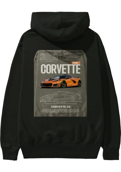 Chevrolet Corvette C8 Arka Baskılı Hoodie Oversize Kapüşonlu Sweatshirt Erkek Kadın Unisex fiyatları