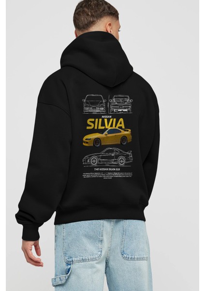 Nıssan Sılvıa 1 Arka Baskılı Hoodie Oversize Kapüşonlu Sweatshirt Erkek Kadın Unisex