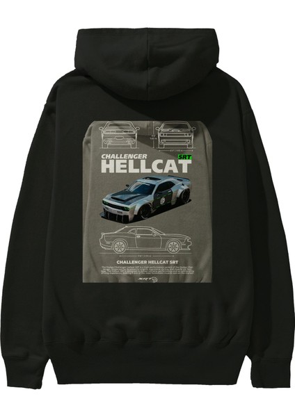 Challenger Hellcat Srt Arka Baskılı Hoodie Oversize Kapüşonlu Sweatshirt Erkek Kadın Unisex fiyatları