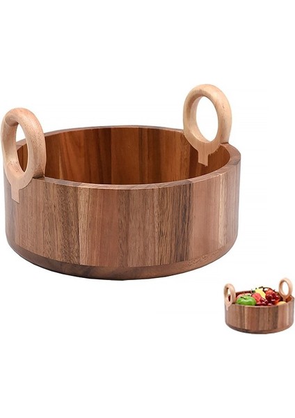 Lüks Akasya Yuvarlak Derin Meyvelik & Dekoratik Saplı Kase 25 Cm