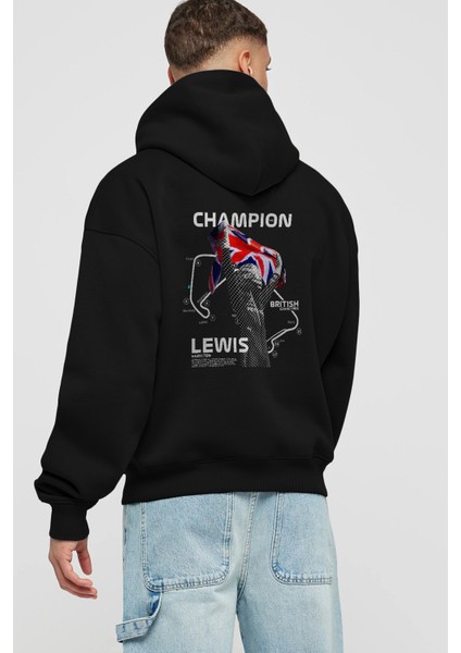 Lewıs H Sılverstone Arka Baskılı Hoodie Oversize Kapüşonlu Sweatshirt Erkek Kadın Unisex