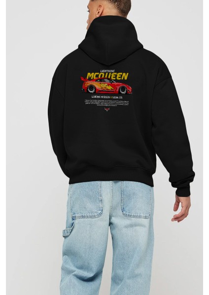 Lightning Mqueen Arka Baskılı Hoodie Oversize Kapüşonlu Sweatshirt Erkek Kadın Unisex modelleri