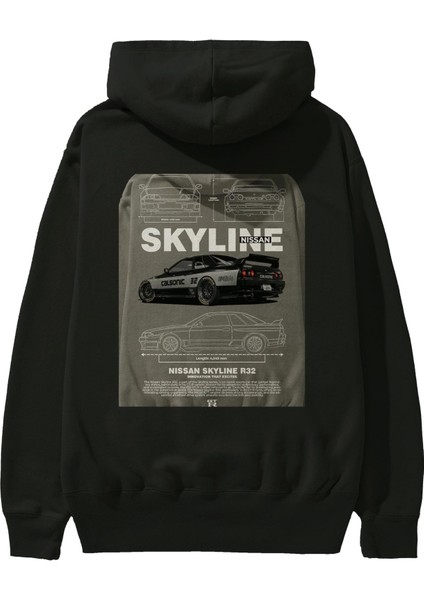 Nissan R32 Skyline Arka Baskılı Hoodie Oversize Kapüşonlu Sweatshirt Erkek Kadın Unisex fiyatları