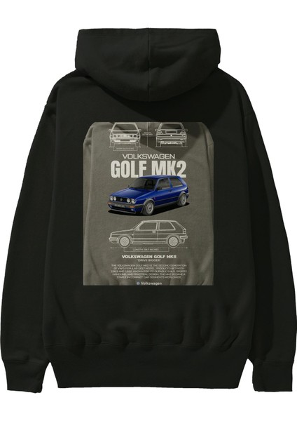 Volkswagen Golf Mk2 Arka Baskılı Hoodie Oversize Kapüşonlu Sweatshirt Erkek Kadın Unisex fiyatları