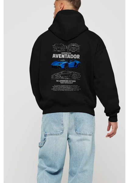 Lamborghini Aventador 1 Arka Baskılı Hoodie Oversize Kapüşonlu Sweatshirt Erkek Kadın Unisex fiyatları