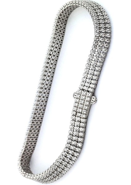 Pırlanta Parlaklığında Zirkon Taşlı 3 Sıra Su Yolu Bileklik fiyatları