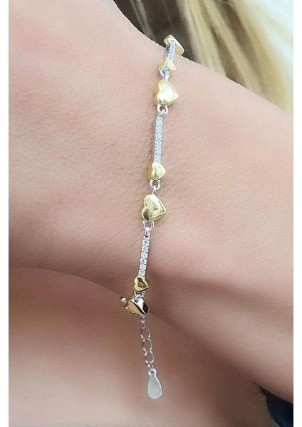 Pırlanta Parlaklığında Zirkon Taşlı 925AYAR Gümüş Kalpli Su Yolu Bileklik fiyatları