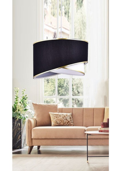 Elips 2 Katlı Kumaş Pasta Avize Çocuk Odası Yatak Odası Salon Mutfak Hol