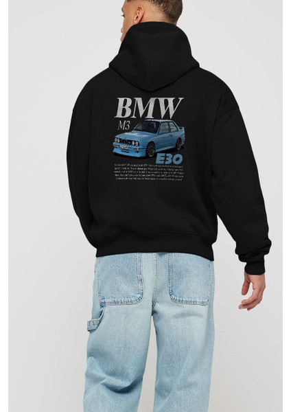 Bmw M3 E30 Arka Baskılı Hoodie Oversize Kapüşonlu Sweatshirt Erkek Kadın Unisex modelleri