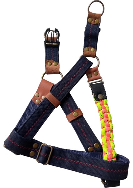 Köpek göğüs tasması orta ırk kot paracort örgü göğüs ölçüsü:45-70cm ayarlamalı dog harness GT2-34
