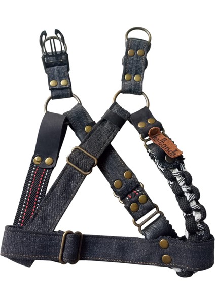 Köpek göğüs tasması küçük ırk kot paracort örgülü göğüs ölçüsü:30-60cm ayarlamalı dog harness GT2-35
