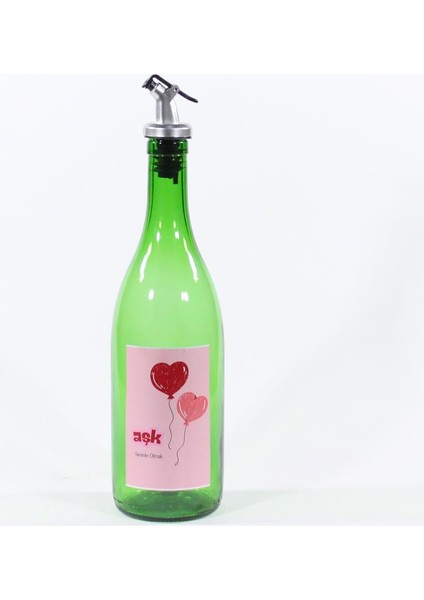 Sevgililer Günü Konseptli Sosluk Yeşil 750 ml (Akıtıcılı) Kalp Balonlar