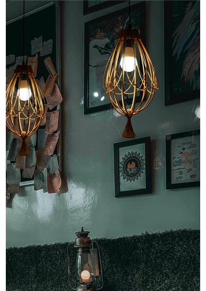 Bambu Avize Hasır Sarkıt: Daisy 20 x 35 cm