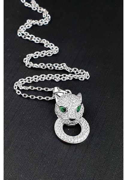 Italyan Tasarımı 925 Ayar Gümüş Kaplan Kolye