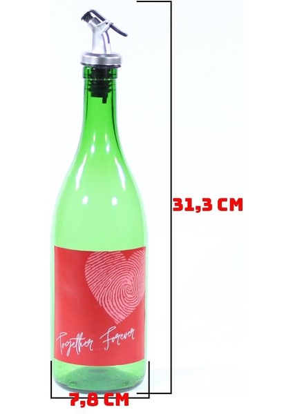 Sevgililer Günü Konseptli Sosluk Yeşil 750 ml (Akıtıcılı) Together Forever
