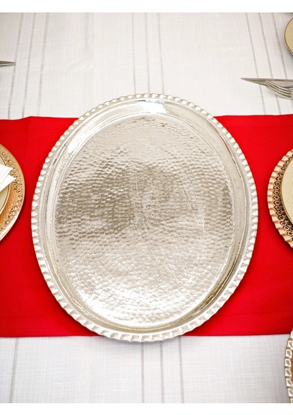 Bakır Oval Servis Tepsi