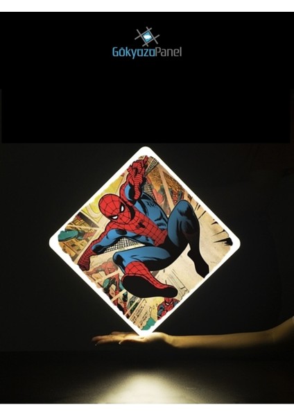 Spiderman-Led AVIZE-25WATT-30 cm x 30 cm , Çocuk Odası Avize, Avize Modelleri, Örümcek Adam LED Avize
