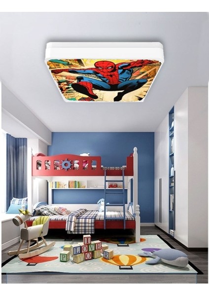 Spiderman-Led AVIZE-25WATT-30 cm x 30 cm , Çocuk Odası Avize, Avize Modelleri, Örümcek Adam LED Avize