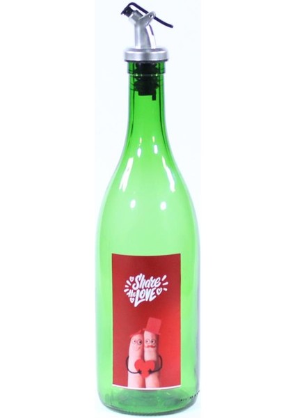 Sevgililer Günü Konseptli Sosluk Yeşil 750 ml (Akıtıcılı) Share The Love