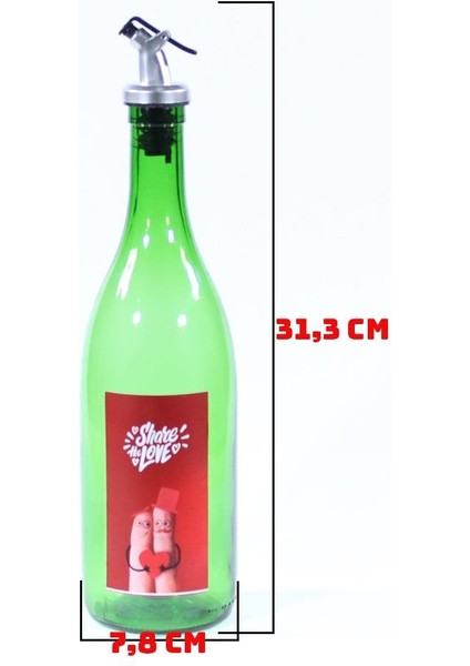 Sevgililer Günü Konseptli Sosluk Yeşil 750 ml (Akıtıcılı) Share The Love modelleri