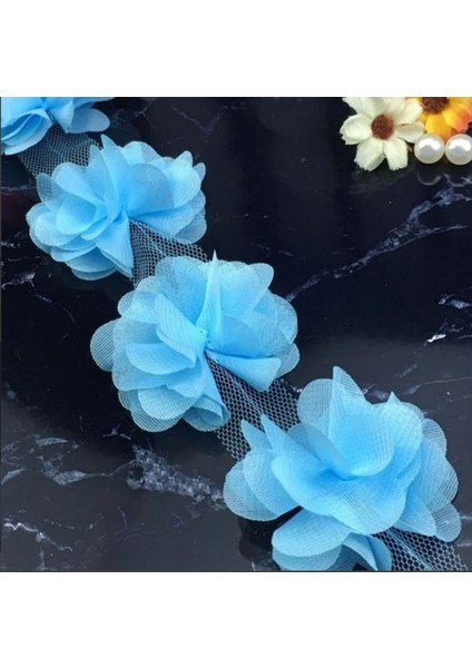 Bebek Mavisi Lazer Kesim Çiçek (65 Adet)