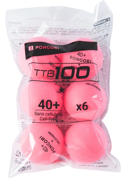 Masa Tenisi Topu - 6 Adet - Pembe - Ttb 100
