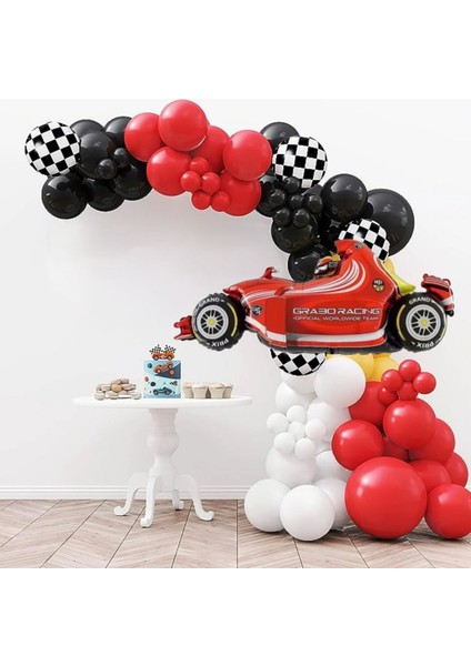 Bol Balonlu Formula 1 Yarış (Racıng) Doğum Günü Ekonomik Konsept