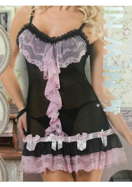 Dantel Fiyonklu Mini Gecelik