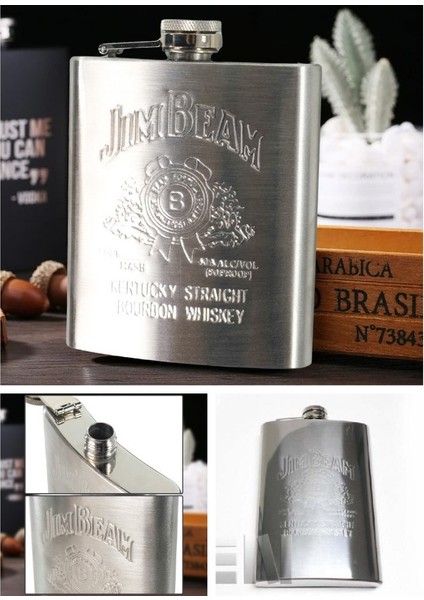 Jim Beam 9 Oz Paslanmaz Çelik Cep Matarası 266 ml Içki Viski Alkol Matarası fiyatları