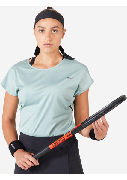 Kadın Tenis Tişörtü - Yeşil - Dry 500 Beden: 40 ,