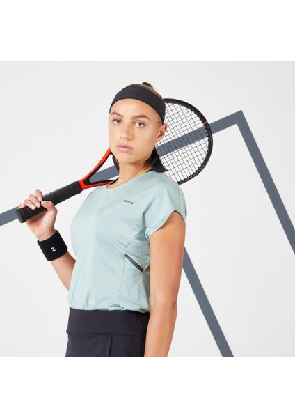 Kadın Tenis Tişörtü - Yeşil - Dry 500 Beden: 40 ,