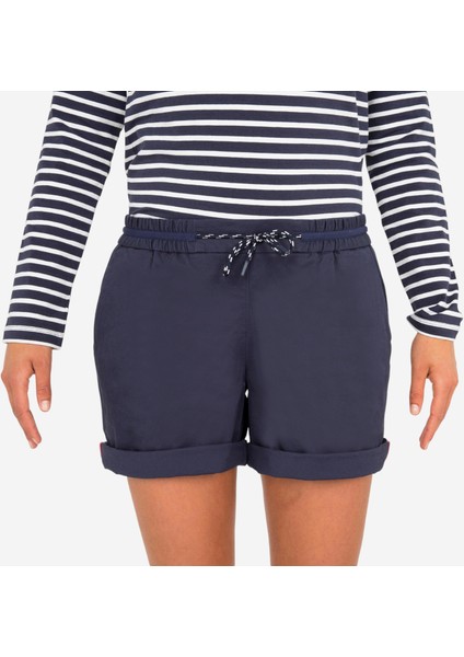 Kadın Yelkenli Şortu - Lacivert - Sailing 100 Beden: Xl ,