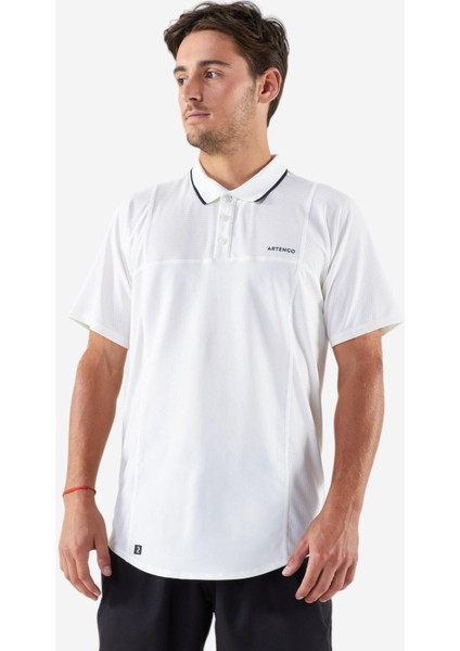 Erkek Kısa Kollu Polo Tenis Tişörtü - Beyaz - Artengo Dry Beden: M. ,