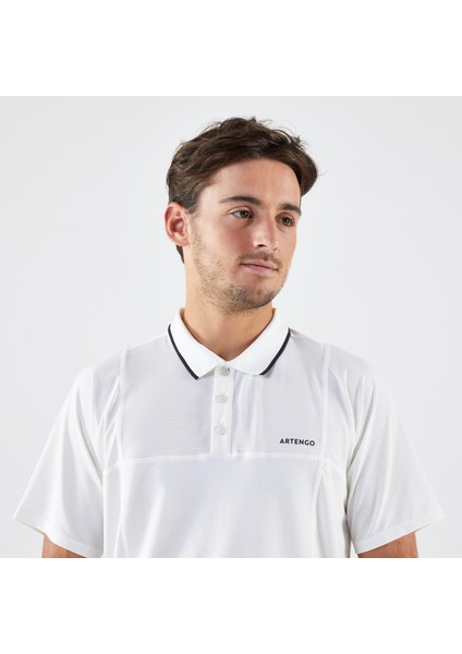 Erkek Kısa Kollu Polo Tenis Tişörtü - Beyaz - Artengo Dry Beden: M. ,