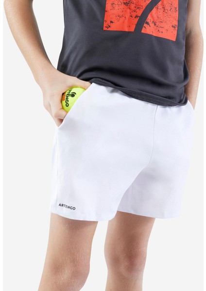 Çocuk Tenis Şortu - Beyaz - TSH100 Beden: 161-172CM 14-15 Yaş ,