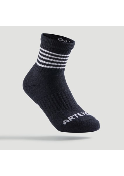 Çocuk Spor Çorabı - Uzun Konçlu - 3 Çift - Beyaz / Lacivert / Siyah - RS500 Beden: 35/38 ,