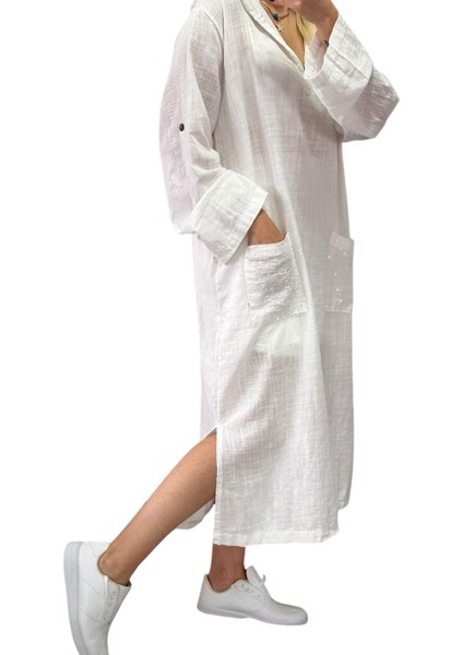 Italyan Pul Payetli Pamuklu Elbise