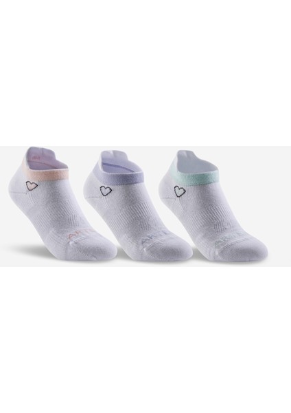 Çocuk Tenis Çorabı - Kısa Konç - 3 Çift - Beyaz / Kalp Logolu - RS160