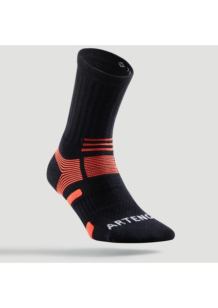 Tenis Çorabı - Uzun Konçlu - Unisex - 3 Çift - Siyah / Turuncu - RS560