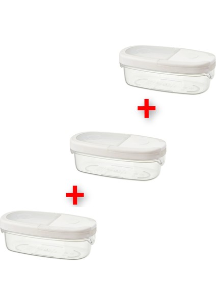 3 Parça Kapaklı Erzak Saklama Kabı 17X8X6 cm Ikea 3'lü Set Bakliyat Kabı Plastik Hacim 0.3 Lt