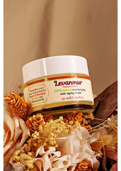 %100 Doğal Nemlendirici Anti-Aging Krem , 50 ml, Kuşburnu, Vanilya, Niacinamide indirimleri