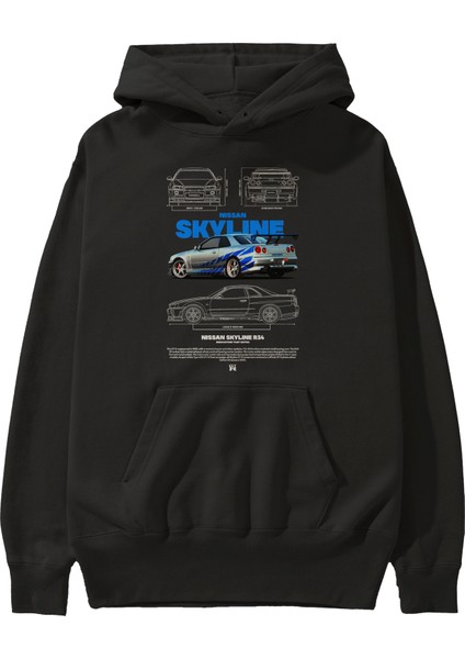 Nissan Skylıne 34 Fast And Furıous Ön Baskılı Hoodie Oversize Kapüşonlu Sweatshirt Erkek Kadın Unisex fiyatları