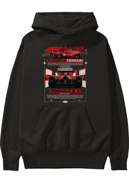 Ferrari Formula 1 Saınz Ön Baskılı Hoodie Oversize Kapüşonlu Sweatshirt Erkek Kadın Unisex fiyatları