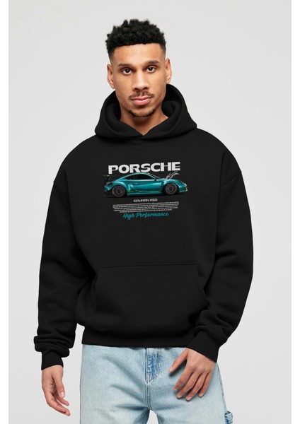 Porsche Cayman Rsr Ön Baskılı Hoodie Oversize Kapüşonlu Sweatshirt Erkek Kadın Unisex
