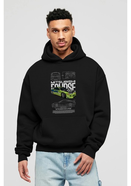 Mitsubishi Eclipse Ön Baskılı Hoodie Oversize Kapüşonlu Sweatshirt Erkek Kadın Unisex